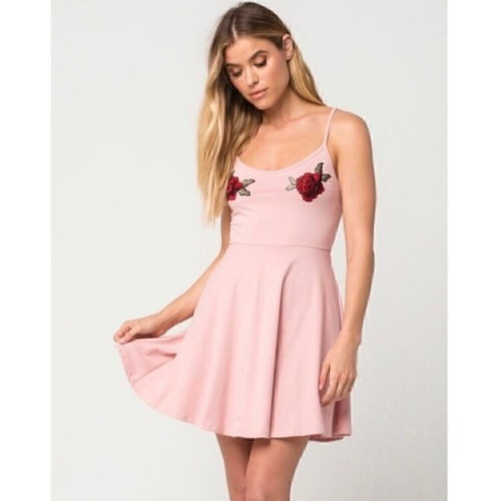 white fawn Dress M NWT Blush Embroidered Rose Skater